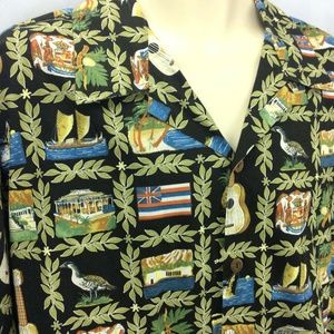 Authentic Hawaiian Shirt 2XL Hawaii Landmarks